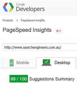 Google PageSpeed report for www.searchengineers.com.au